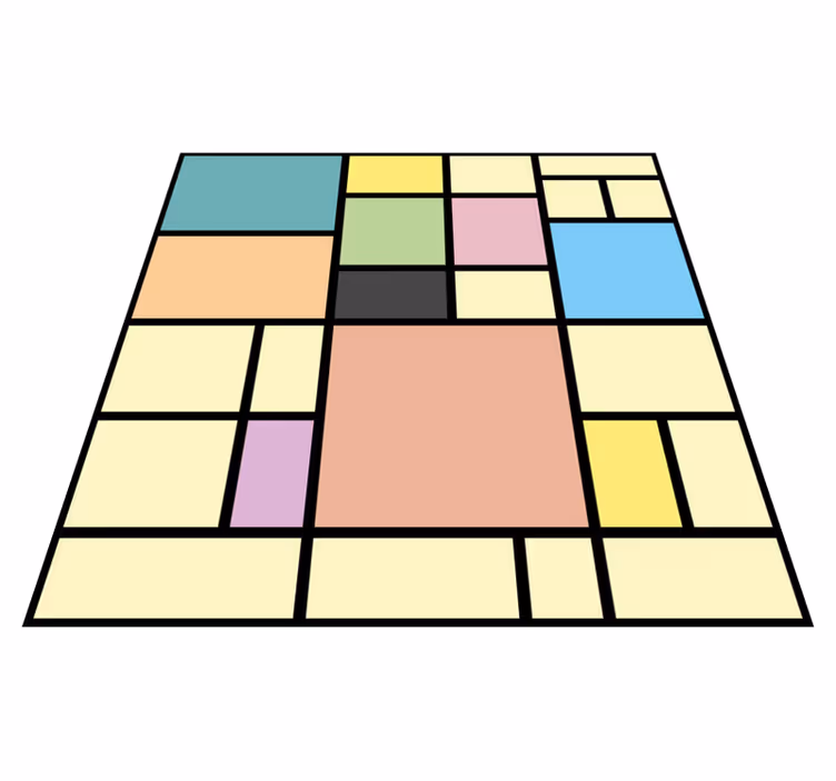 Patchwork pastel color blocks square vinyl rug - TenStickers