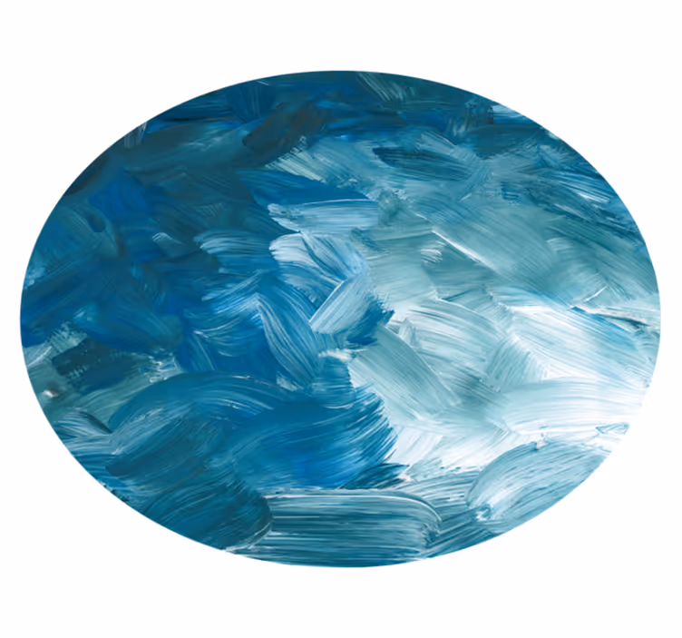 Blue abstract brush stroke circular rug - TenStickers