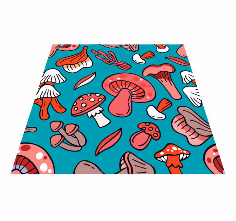 Lively Mushroom Print nature vinyl rug - TenStickers