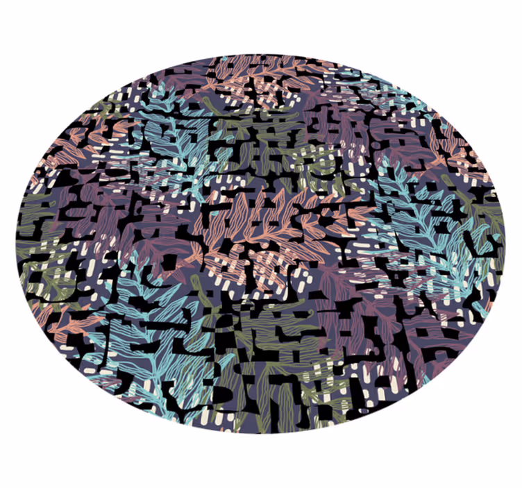 Leafy botanical elements flower vinyl rug - TenStickers
