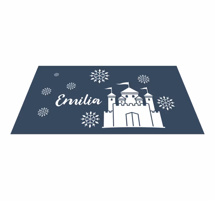 Monocolor castle with name personalised mat - TenStickers