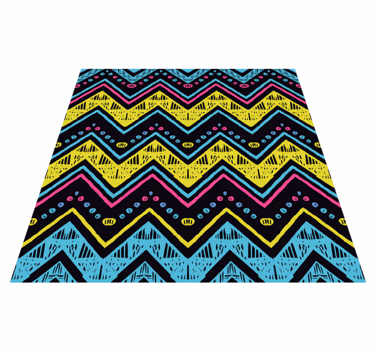Multicolor zig zag lines pattern ethnic rug - TenStickers