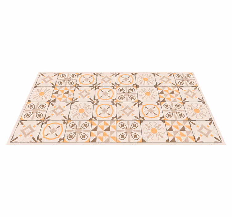 Vintage Tile Motifs marble vinyl rug - TenStickers
