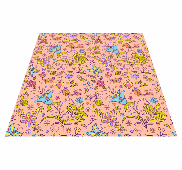 Flower vinyl rug floral spring design - TenStickers
