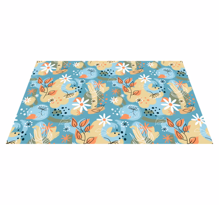 Floral Abstract Patterns flower vinyl rug - TenStickers