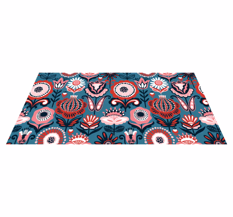 Scandinavian ethnic motif flower vinyl rug - TenStickers