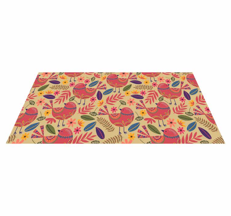 Colorful Bird Motifs flower vinyl rug - TenStickers