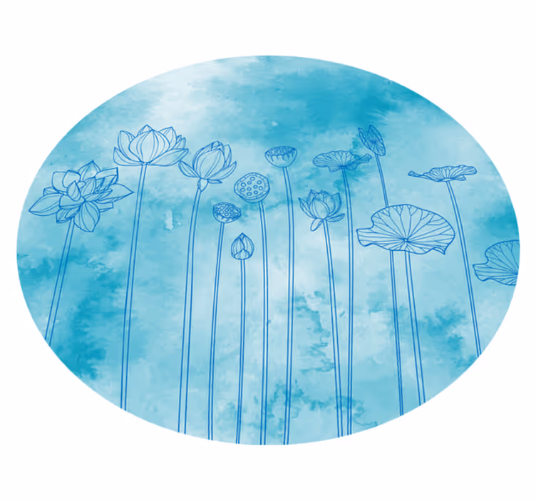 Lotus blue splash flower vinyl rug - TenStickers
