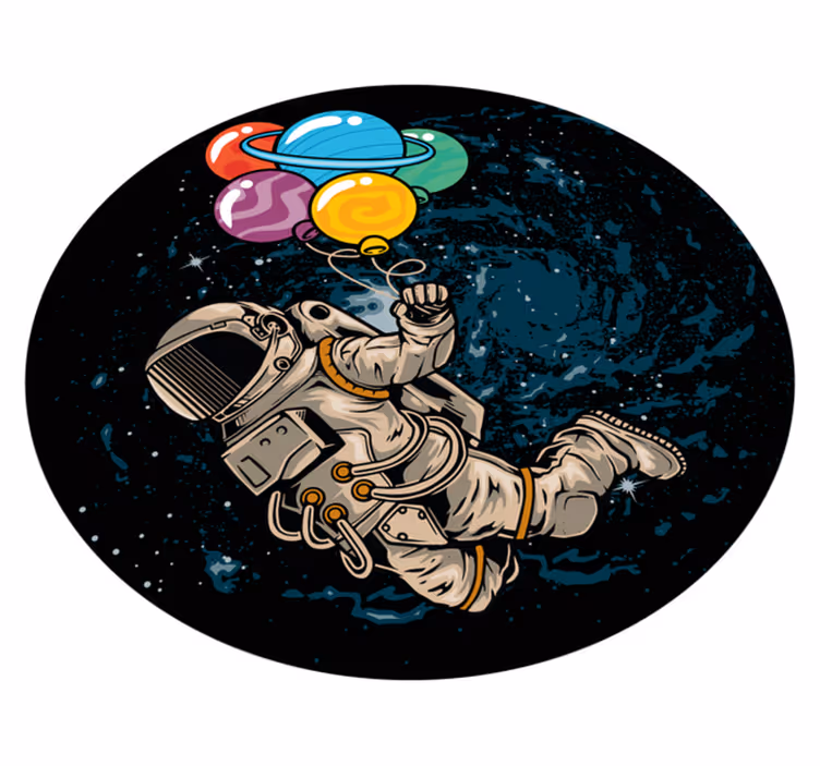 Astronaut with balloons vinyl rug - TenStickers