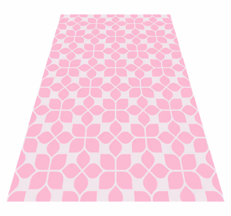 Pink Floral Tile mosaic vinyl rug - TenStickers