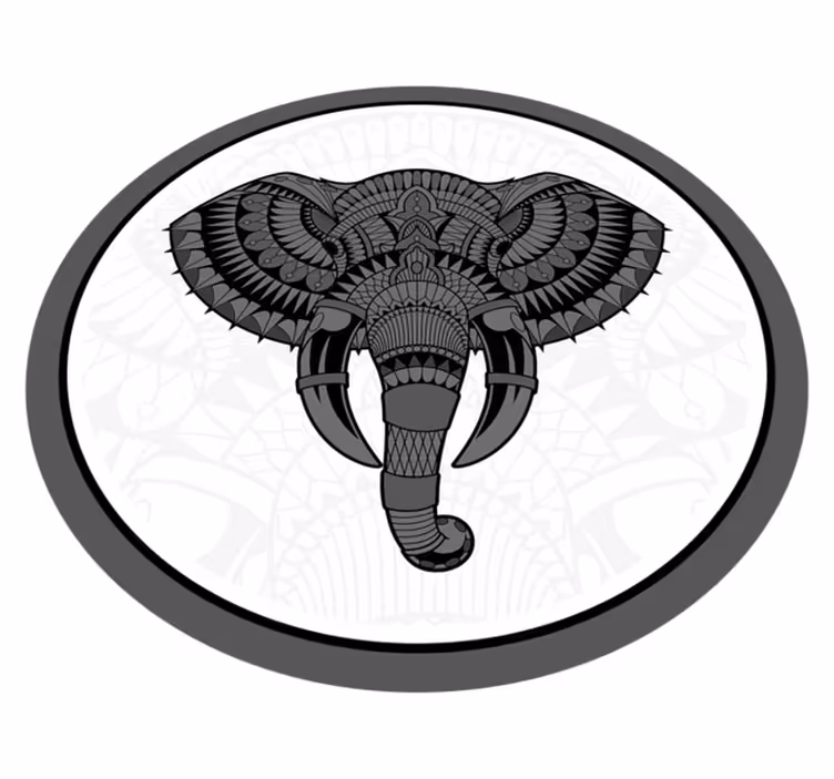 Elephant with mandala texture mandala vinyl rug - TenStickers