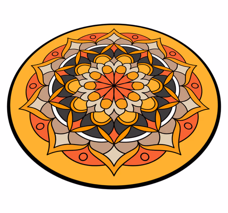Vibrant Mandala Element circular vinyl rug - TenStickers