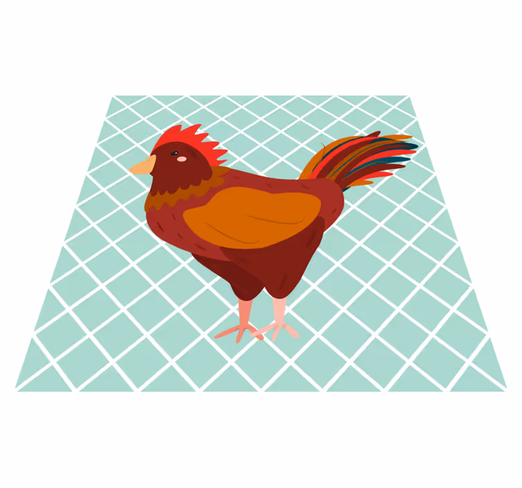 Colorful rooster illustration kitchen vinyl rug - TenStickers