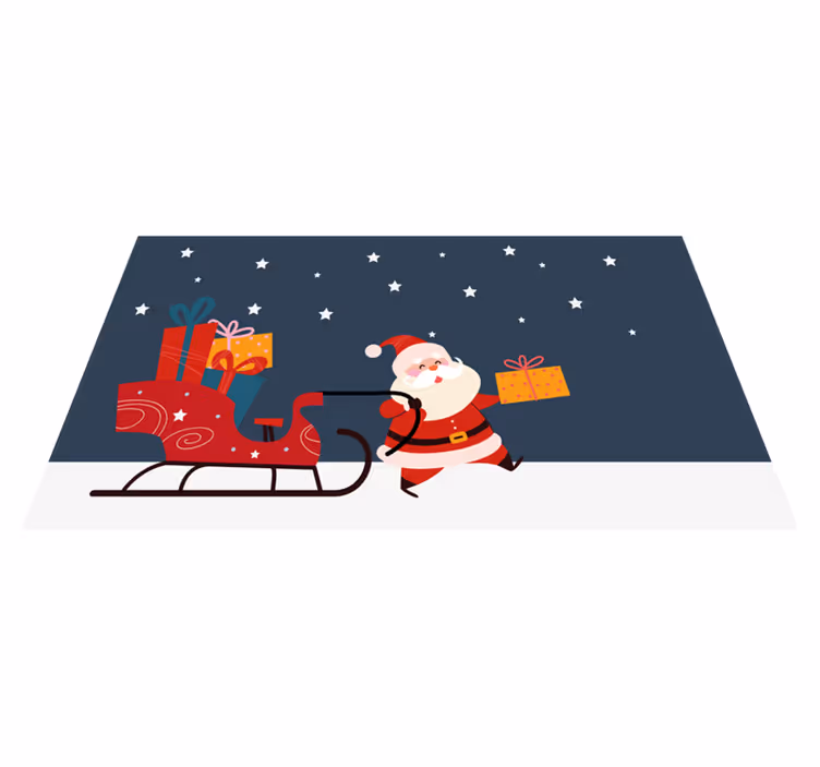 Santa's Cheerful sleigh christmas vinyl rug - TenStickers