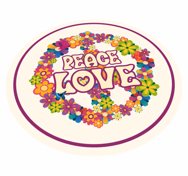 Peaceful Message flower vinyl rug - TenStickers