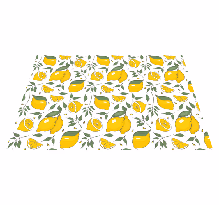 Lemon floral pattern kitchen vinyl rug - TenStickers
