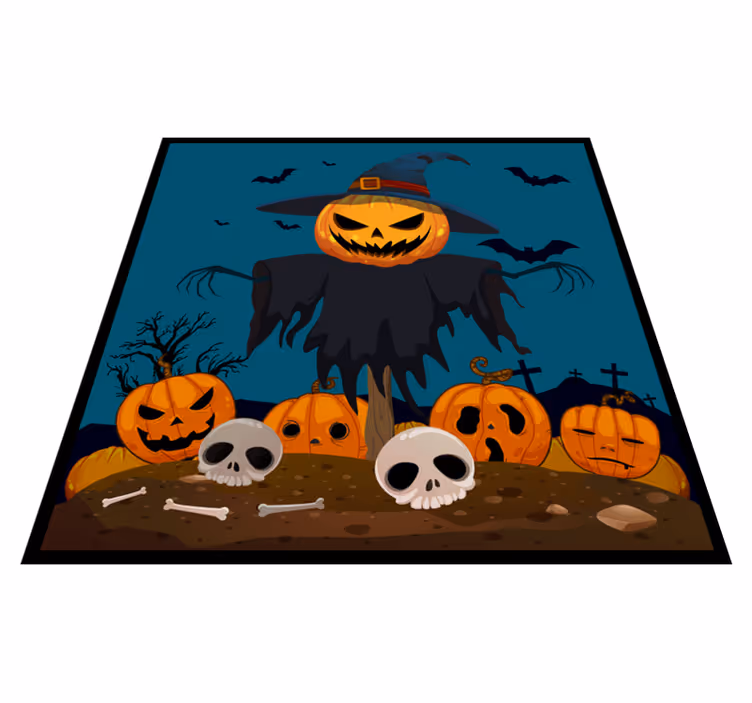 Haunting Pumpkin Scene halloween vinyl rug - TenStickers