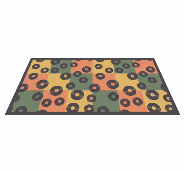 Mosaic vinyl rug inspired by colorful vinyl records - TenStickers