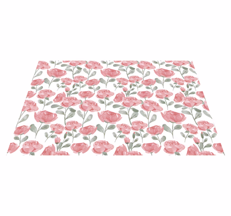 Poppies botanical motif flower vinyl rug - TenStickers