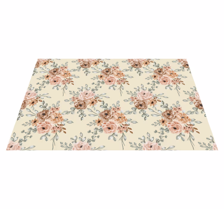 Beige nature flower vinyl rug - TenStickers