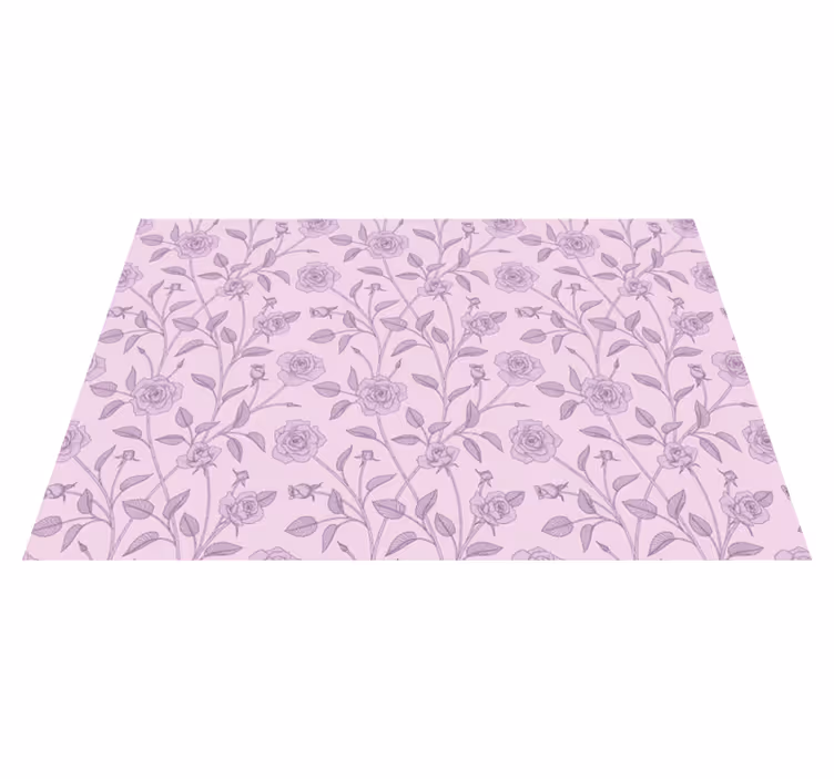 Lavender Floral Pattern flower vinyl rug - TenStickers