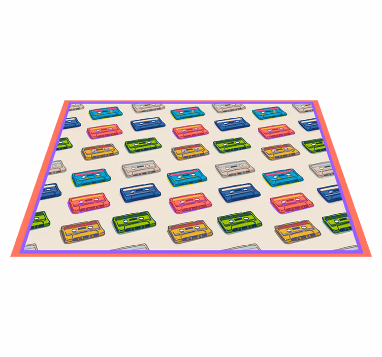 Colorful cassette tapes vintage vinyl rug - TenStickers