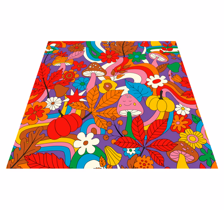 Flower power retro pattern floral rug - TenStickers