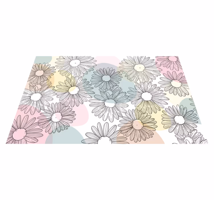 Aquarella daisy design flower vinyl rug - TenStickers