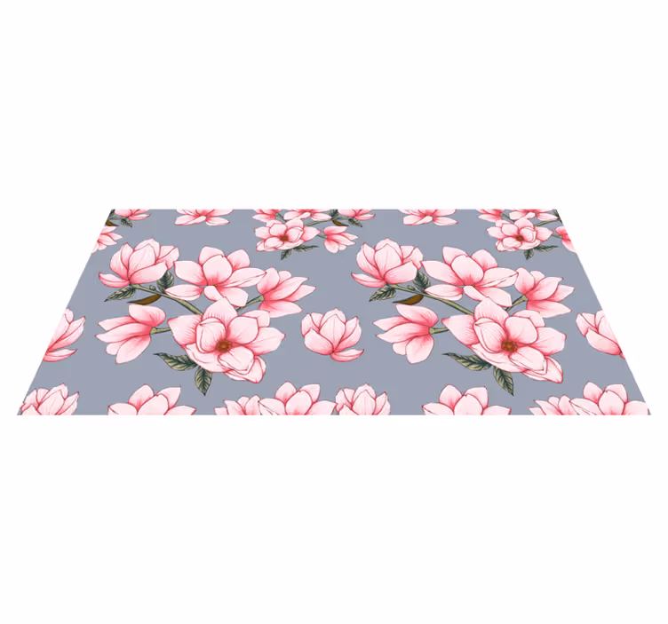 Delicate Blooms living room vinyl rug - TenStickers
