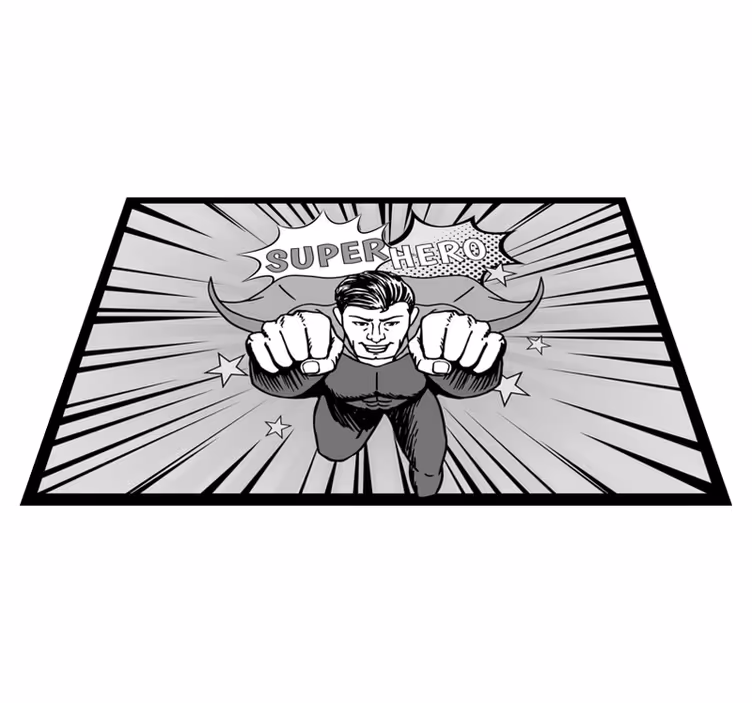 Dynamic Superhero Graphic playroom vinyl rug - TenStickers