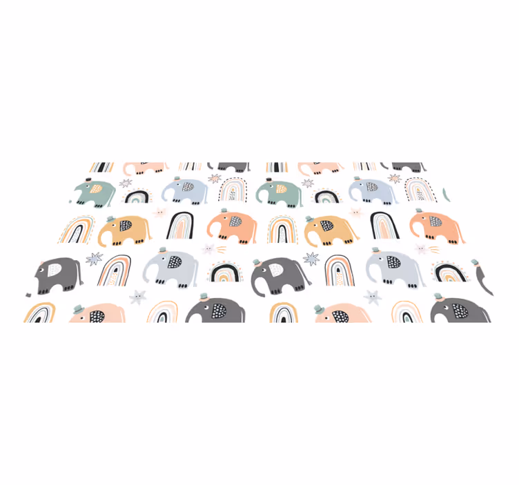 Charming Elephant Parade nursery vinyl rug - TenStickers