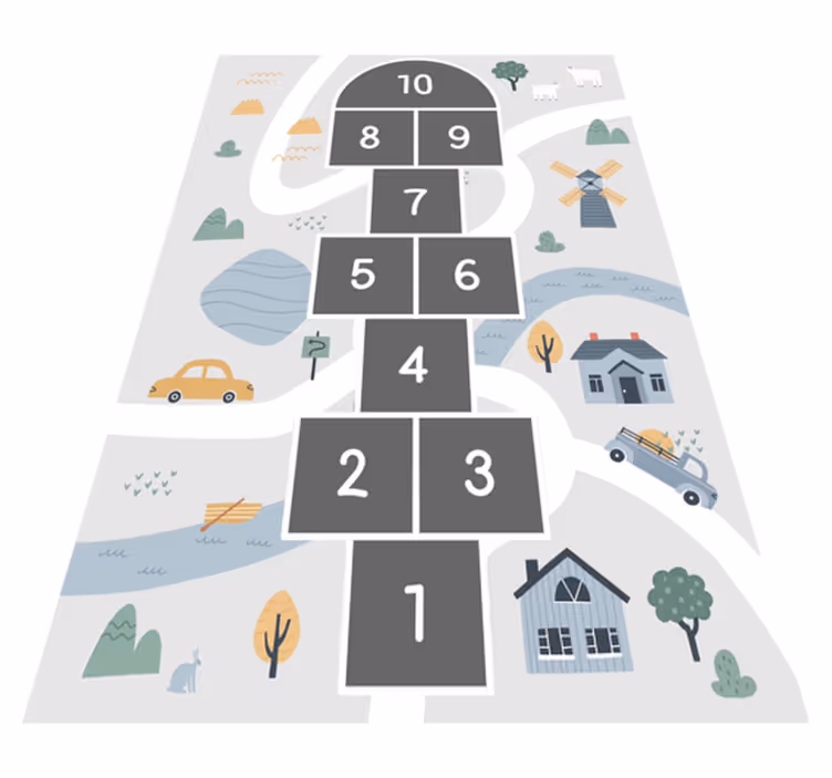 Playful Hopscotch Design game vinyl rug - TenStickers