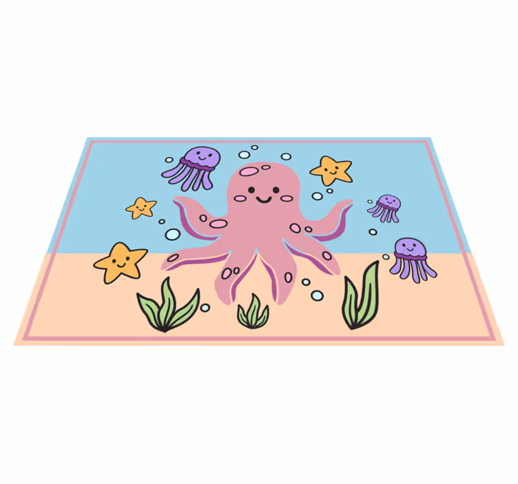 Ocean Friends Illustration playroom vinyl rug - TenStickers