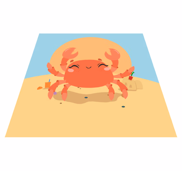 Cheerful Cartoon Crab playroom vinyl rug - TenStickers