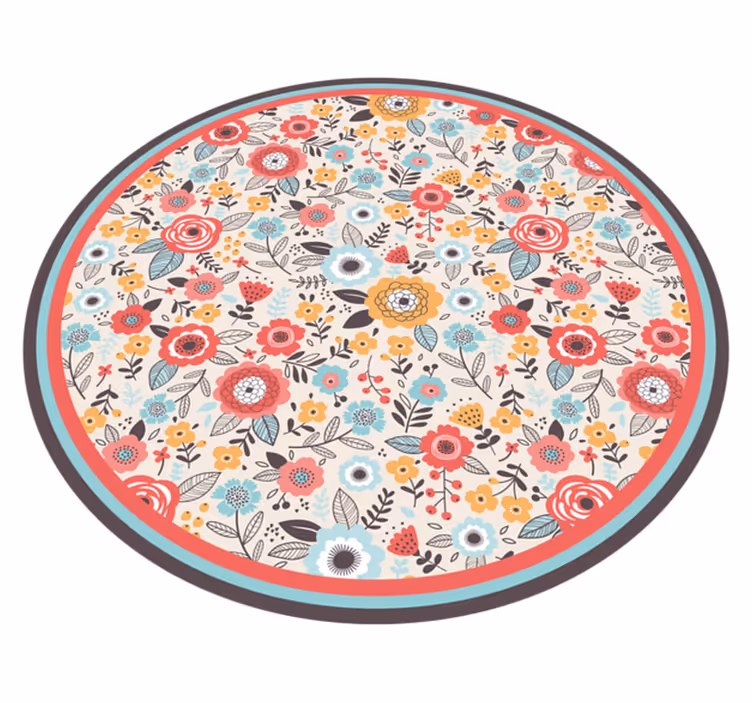 Floral Circular Design floral vinyl rug - TenStickers