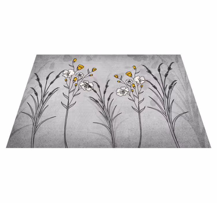 Floral Sketch Detail flower vinyl rug - TenStickers