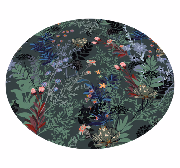 Botanical Motif flower vinyl rug - TenStickers