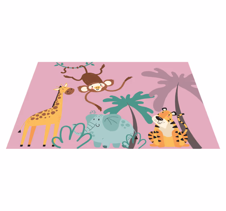 Colorful Cartoon Safari Animals animal mat - TenStickers