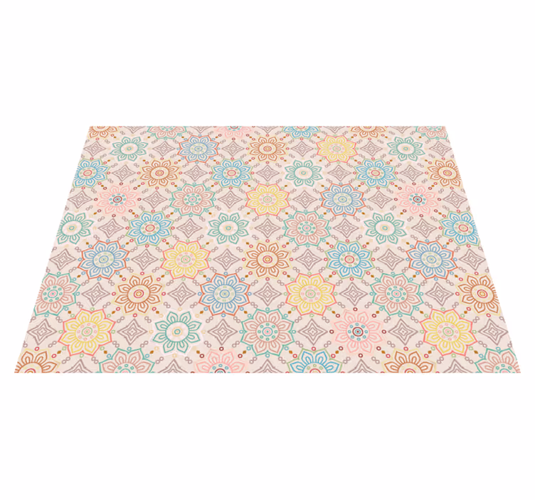 Geometric Mandala Pattern flower vinyl rug - TenStickers