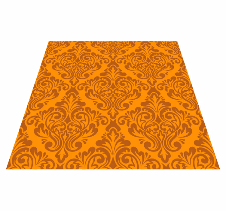 vintage damask orange rug - TenStickers