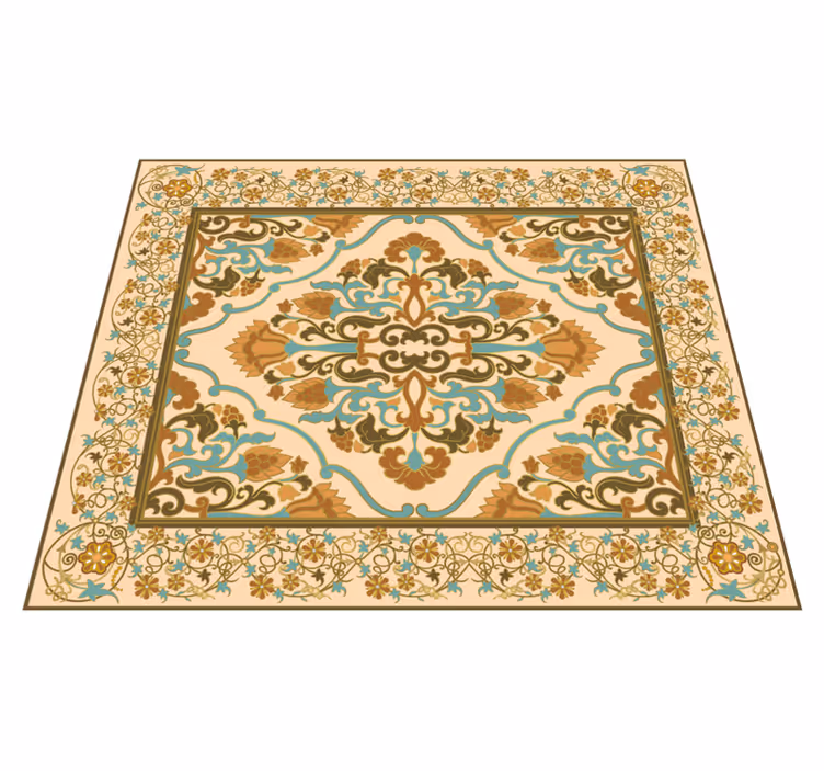 Mandala beige design dining room vinyl rug - TenStickers