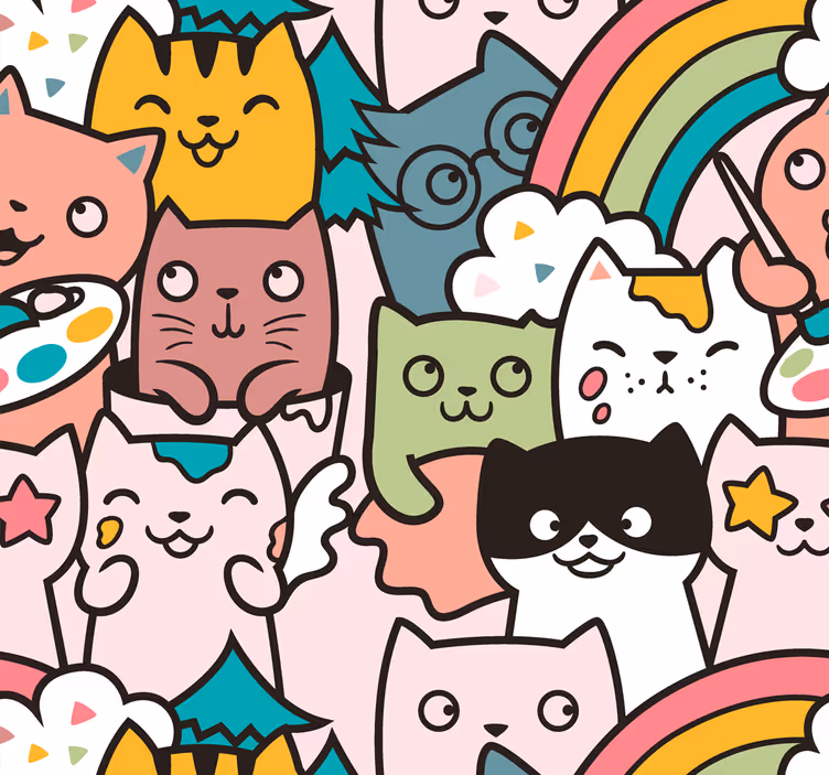 Playful Cat Unicorns nursery wallpaper - TenStickers