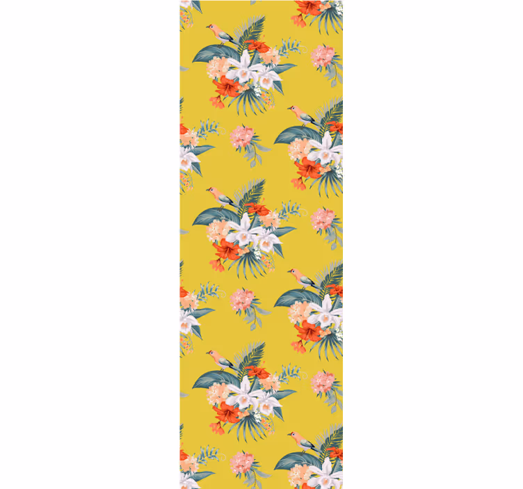 Bouquet on yellow background flower wallpaper - TenStickers