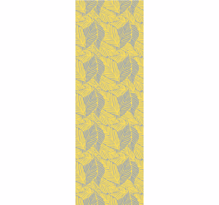 Lively grey and yellow motif leaf wallpaper - TenStickers