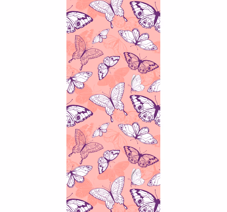Flying pink motif butterfly wallpaper - TenStickers