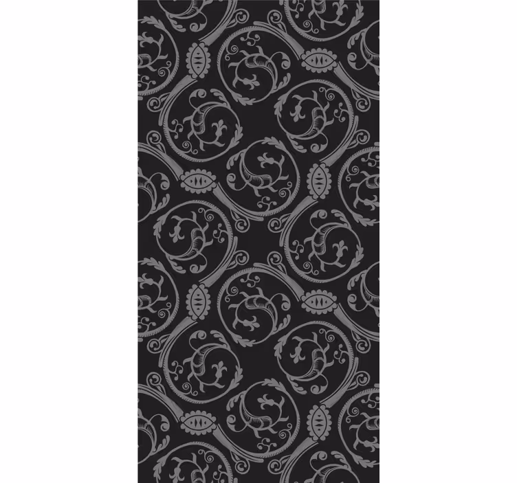 Elegant black elements floral ornament wallpaper - TenStickers