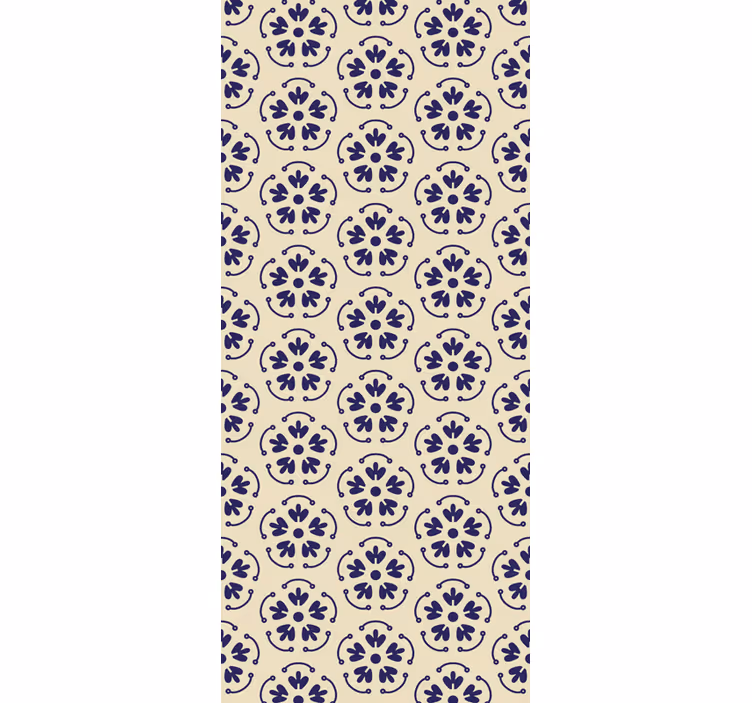Round blue motifs floral ornament wallpaper - TenStickers