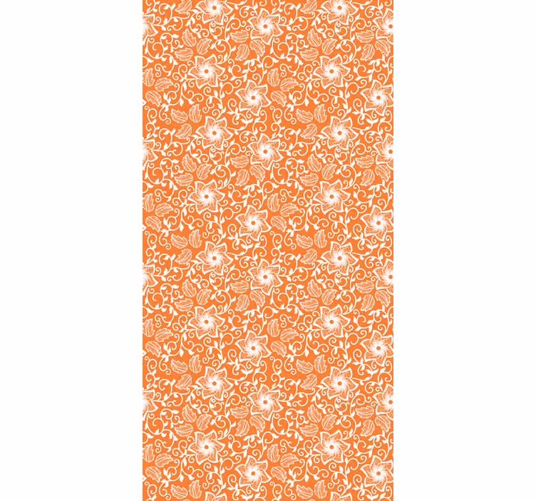 Flower wallpaper in orange paisley pattern - TenStickers