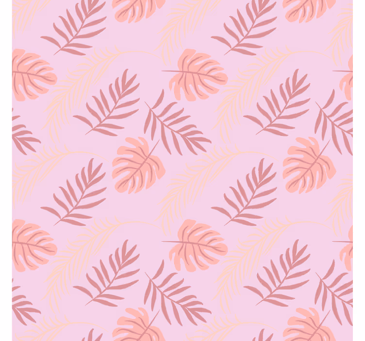 Bedroom wallpaper with pink tropical leaf design - TenStickers