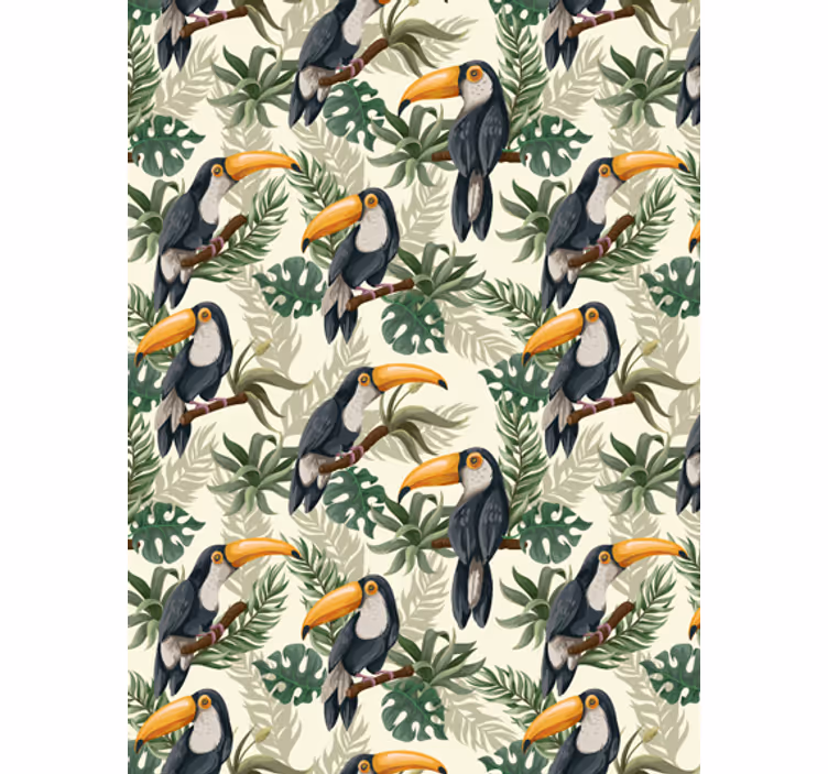 Jungle wallpaper with toucans design - TenStickers
